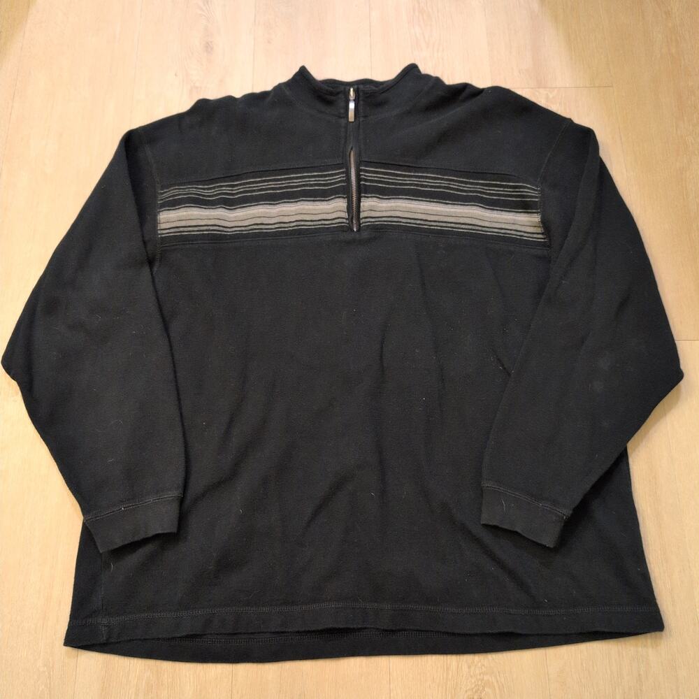 Y2K‎ Geoffrey Beene Men XL Quarter Zip Sweater Stripe Emo Goth Retro Skater